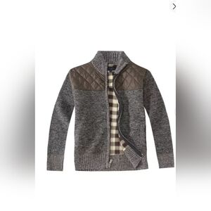 Gioberti Boy's Knitted Full Zip Cardigan Sweater With Soft Brushed Flannel Linin